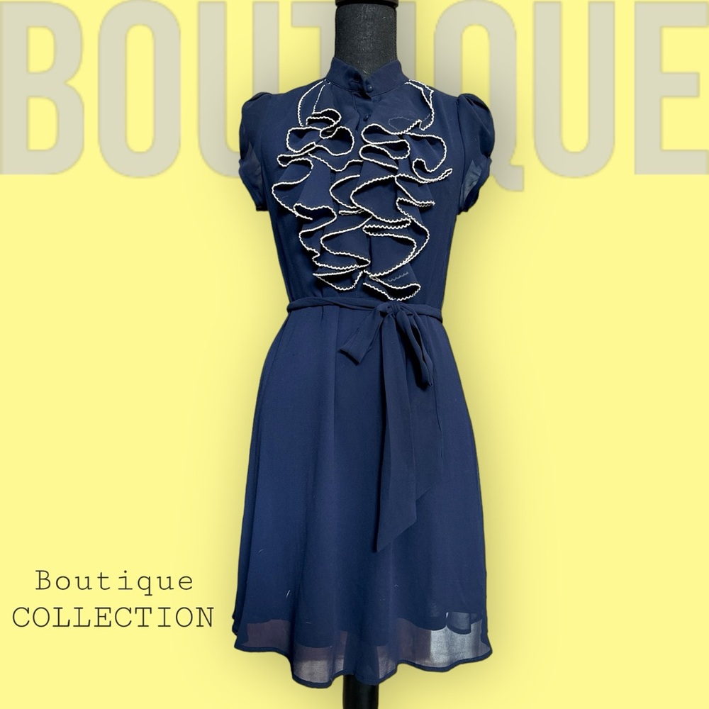 Navy ruffle top ark & co. dress small